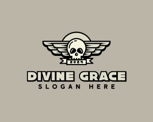 Skull Wing Biker Gang logo design