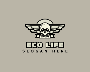 Skull Wing Biker Gang logo design