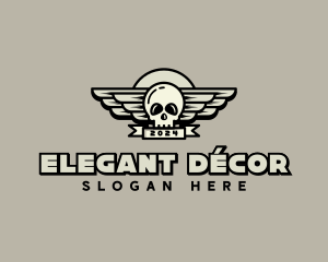 Skull Wing Biker Gang logo design