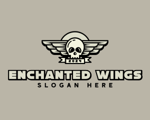 Skull Wing Biker Gang logo design