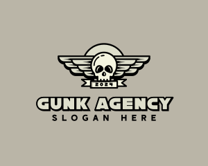 Skull Wing Biker Gang logo design