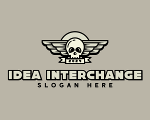 Skull Wing Biker Gang logo design