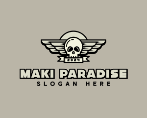 Skull Wing Biker Gang logo design