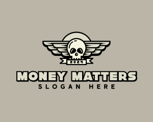 Skull Wing Biker Gang logo design