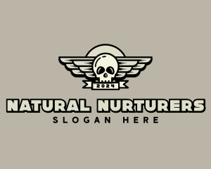 Skull Wing Biker Gang logo design