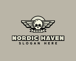 Skull Wing Biker Gang logo design