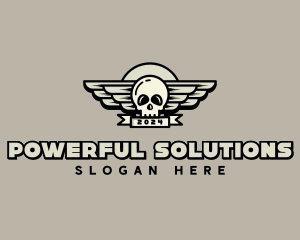 Skull Wing Biker Gang logo design