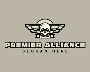 Skull Wing Biker Gang logo design