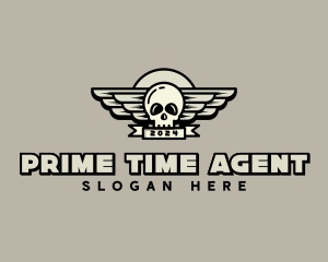 Skull Wing Biker Gang logo design