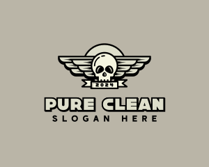 Skull Wing Biker Gang logo design