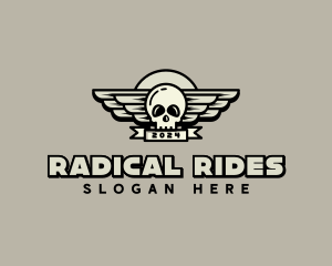 Skull Wing Biker Gang logo design