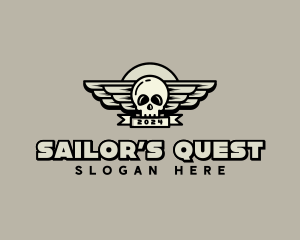 Skull Wing Biker Gang logo design