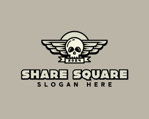 Skull Wing Biker Gang logo design