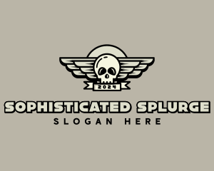 Skull Wing Biker Gang logo design