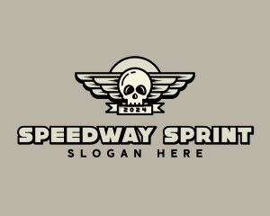 Skull Wing Biker Gang logo design