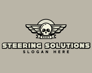 Skull Wing Biker Gang logo design