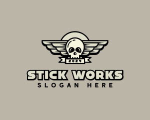 Skull Wing Biker Gang logo design