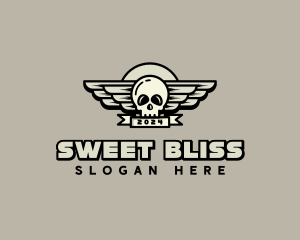 Skull Wing Biker Gang logo design