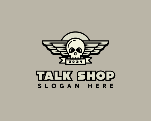 Skull Wing Biker Gang logo design