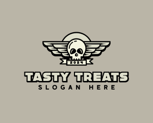 Skull Wing Biker Gang logo design