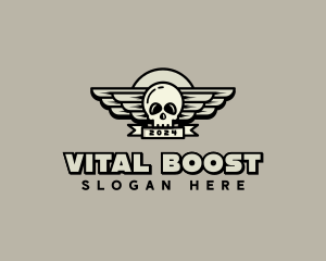 Skull Wing Biker Gang logo design