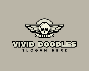 Skull Wing Biker Gang logo design