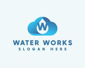 Cloud Water Droplet logo design