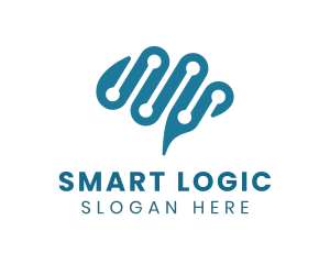 Blue Artificial Intelligence Brain logo design