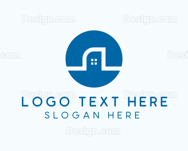 Blue Minimalist Building Logo