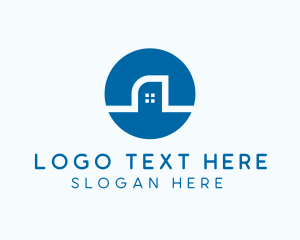 Blue Minimalist Building  Logo