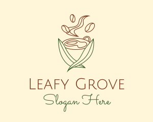 Minimalist Leafy Coffee  logo design