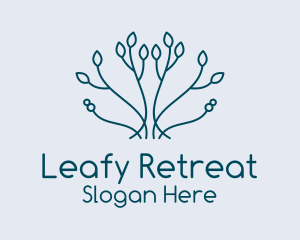 Symmetrical Leaf Branch  logo design