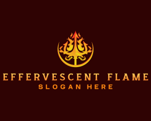 Burning Flame Trident  logo design