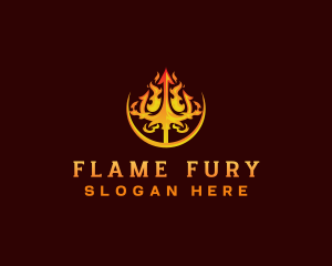 Burning Flame Trident  logo design