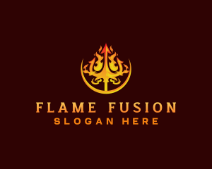 Burning Flame Trident  logo design