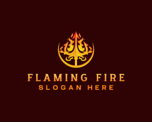 Burning Flame Trident  logo design