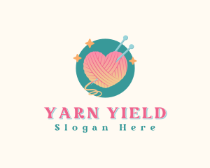 Crochet Heart Yarn Ball logo design