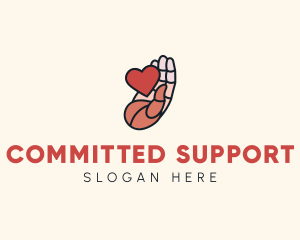 Heart Support Hand logo design