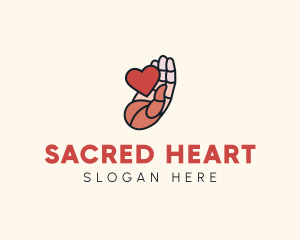 Heart Support Hand logo design