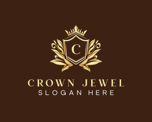 Floral Crest Crown logo design