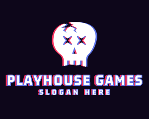 Skull Gaming Anaglyph logo design