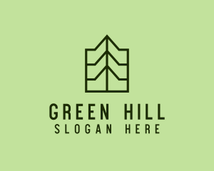 Green Geometric Mountain logo design