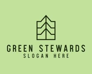 Green Geometric Mountain logo design