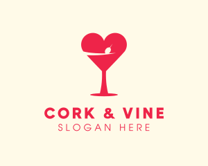 Valentines Heart Martini logo design