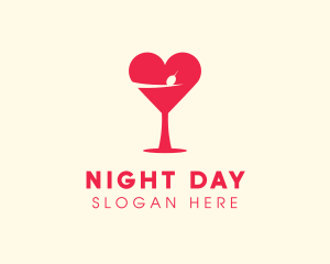 Valentines Heart Martini logo design