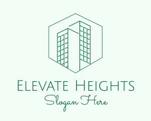 Minimalist Green Skyscrapers logo