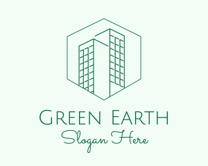 Minimalist Green Skyscrapers logo design