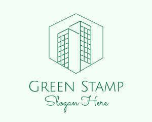 Minimalist Green Skyscrapers logo design