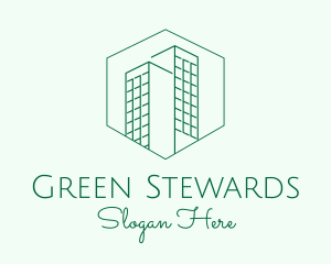 Minimalist Green Skyscrapers logo design