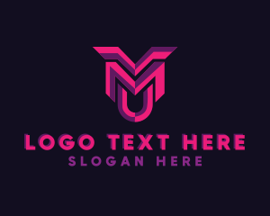 Edgy Letter MU Brand logo design